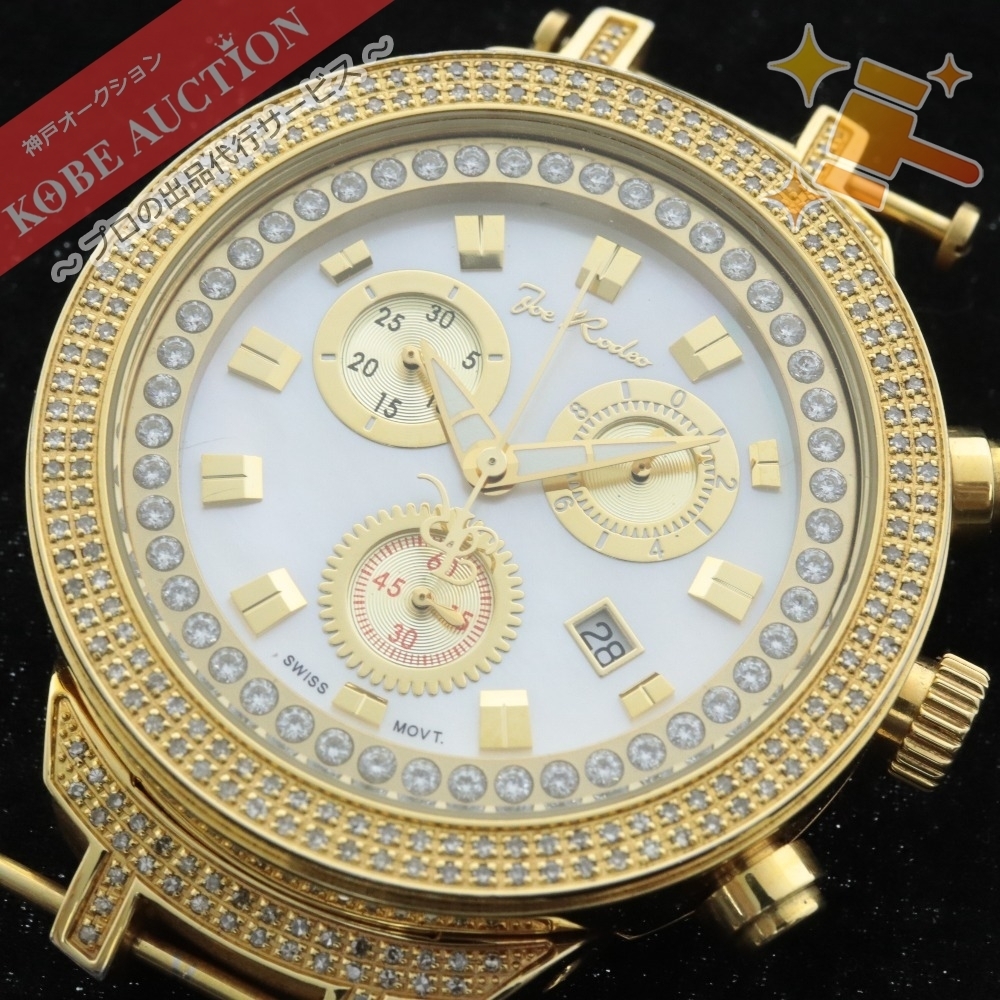 ジョーロデオ 腕時計 JJM1 ダイヤモンド シェル文字盤 クォーツ 約120g メンズ ゴールドカラー