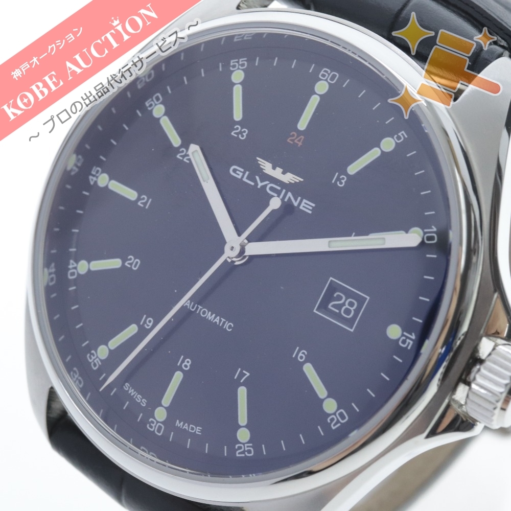 グリシン 腕時計 GL0109 自動巻きアナログ 約82g メンズ シルバー 文字盤　黒　