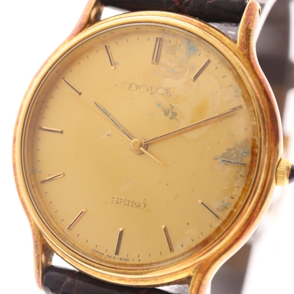 セイコー 腕時計 ドルチェ 5E31-6C50 18KT 刻印有 重量約29.2g メンズ 文字盤ゴールド ジャンク