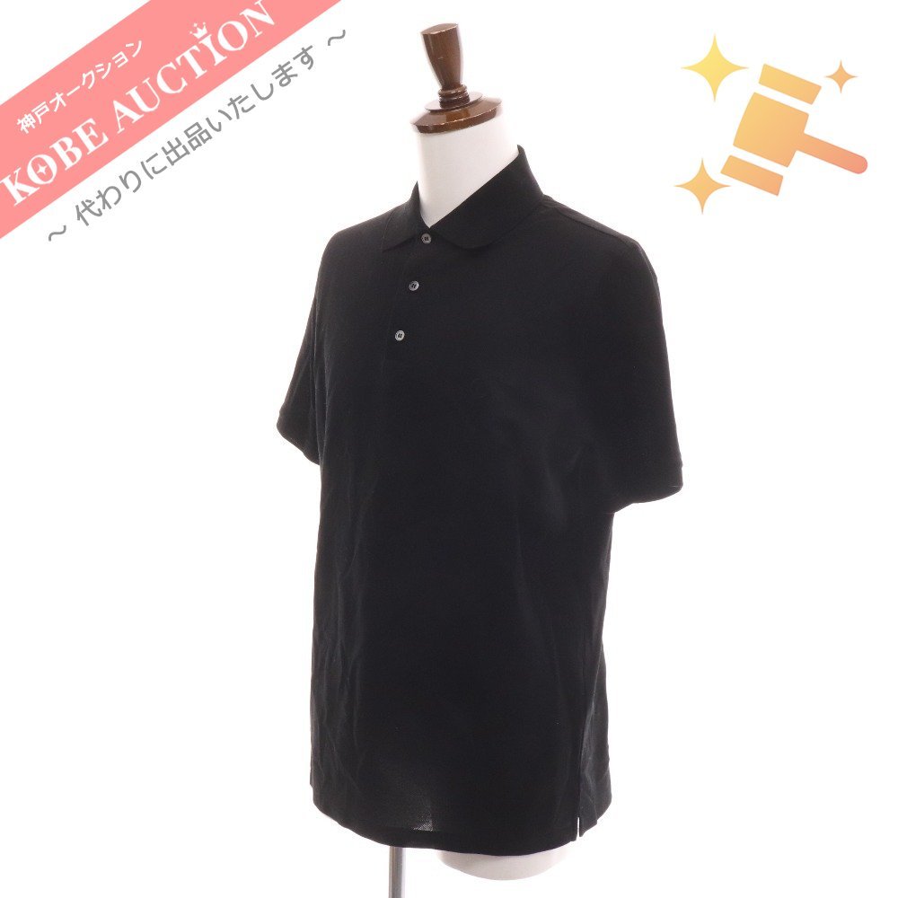 ルイヴィトン ポロシャツ RM211Q JEA HAJR32 ロゴ刺繍 半袖 メンズ L ブラック