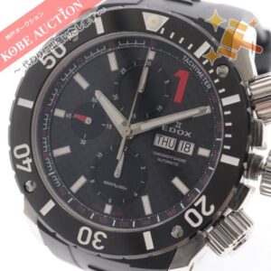 エドックス 腕時計 クロノオフショア 01114 自動巻き デイデイト 約170g メンズ ブラック 文字盤ブラック 付属品有 箱付き