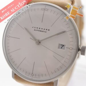 ユンハンス 腕時計 マックスビル クライネ オートマティック 自動巻き 約38g メンズ 文字盤ホワイト ケース付き 動作品