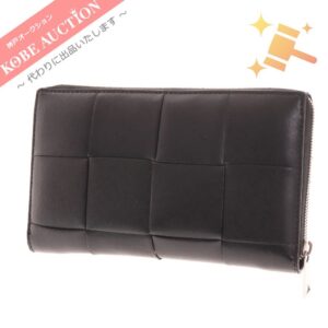 ボッテガヴェネタ 長財布 イントレチャート レザー ブラック 付属品付き