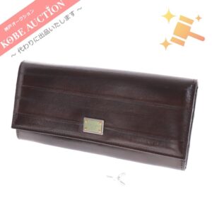 ドルチェ＆ガッバーナ 二つ折り BI0087 ゴールドロゴ レザー ブラウン