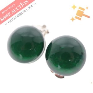シャネル イヤリング カラーストーン 銀金具 レディース グリーン
