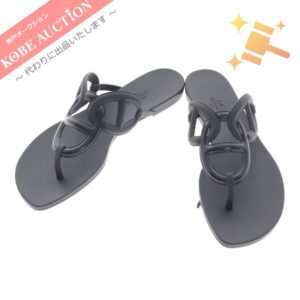 エルメス サンダル エジェリ シェーヌダンクル レディース 38 ブラック 箱付