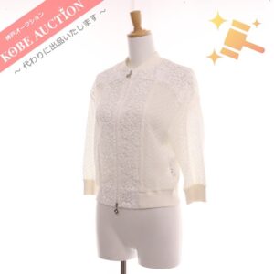 エムズグレイシー ブルゾン ドット 花柄総レース 7分袖 40 ホワイト タグ付き