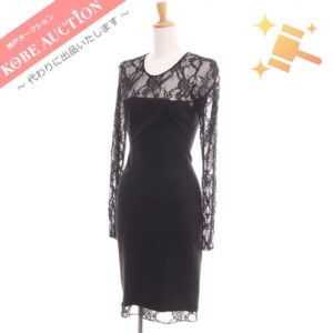 ヴェルサーチ ワンピース ドレス レース 長袖 レディース 38 ブラック