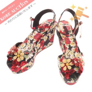 ドルチェ＆ガッバーナ サンダル ウェッジソール 花 レディース 39 マルチカラー