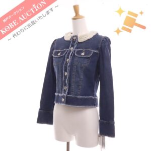 エムズグレイシー デニムジャケット パール襟 レディース 40 ネイビー タグ付き