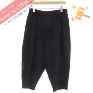オムプリッセ イッセイミヤケ プリーツ パンツ ウエストゴム メンズ 2 ブラック